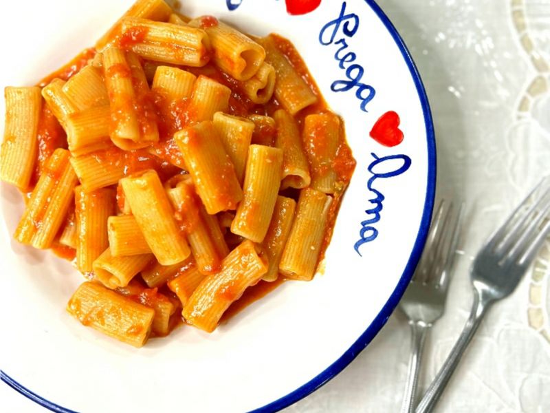 Rigacuori with Cheesy Tomato Sauce