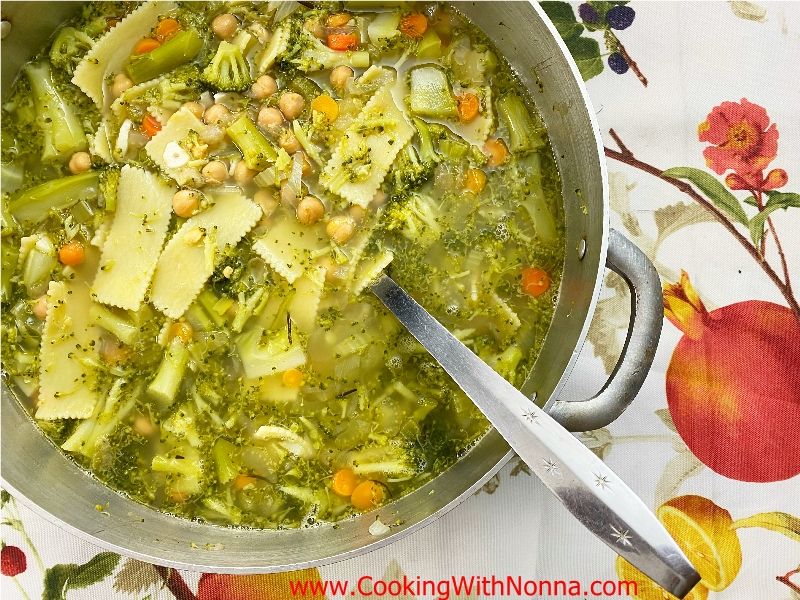 Broccoli and Chickpea Soup with Sagnarelli