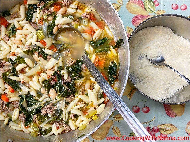 Swiss Chard & Sausage Soup with Cavatelli 