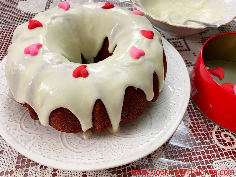 Red Velvet Ciambella with Mascarpone Cream Cheese Glaze