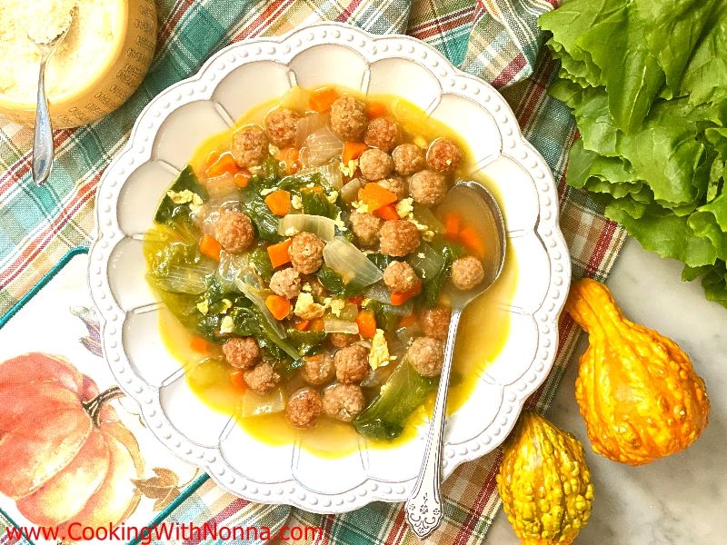 Turkey Meatball Soup with Escarole