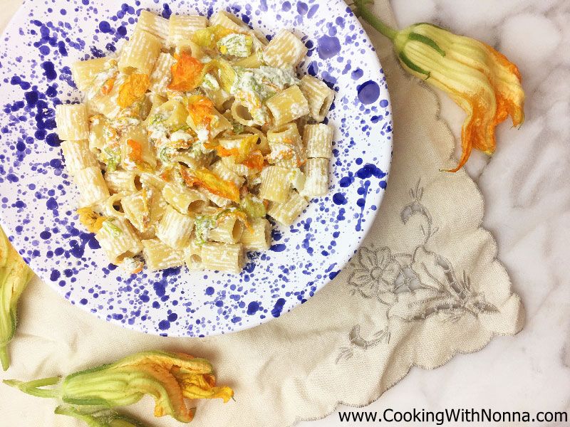 Pasta with Ricotta & Zucchini Flowers 