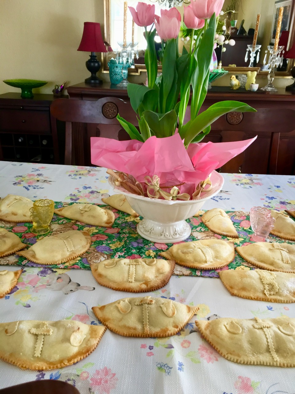 The first picture is a savory pie that my Nonna always made.<br />The second is my Sweet Easter Bread.  Buona Pasqua! ????????